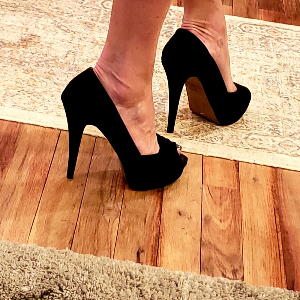 Aldo Suede Peep Toe Heels